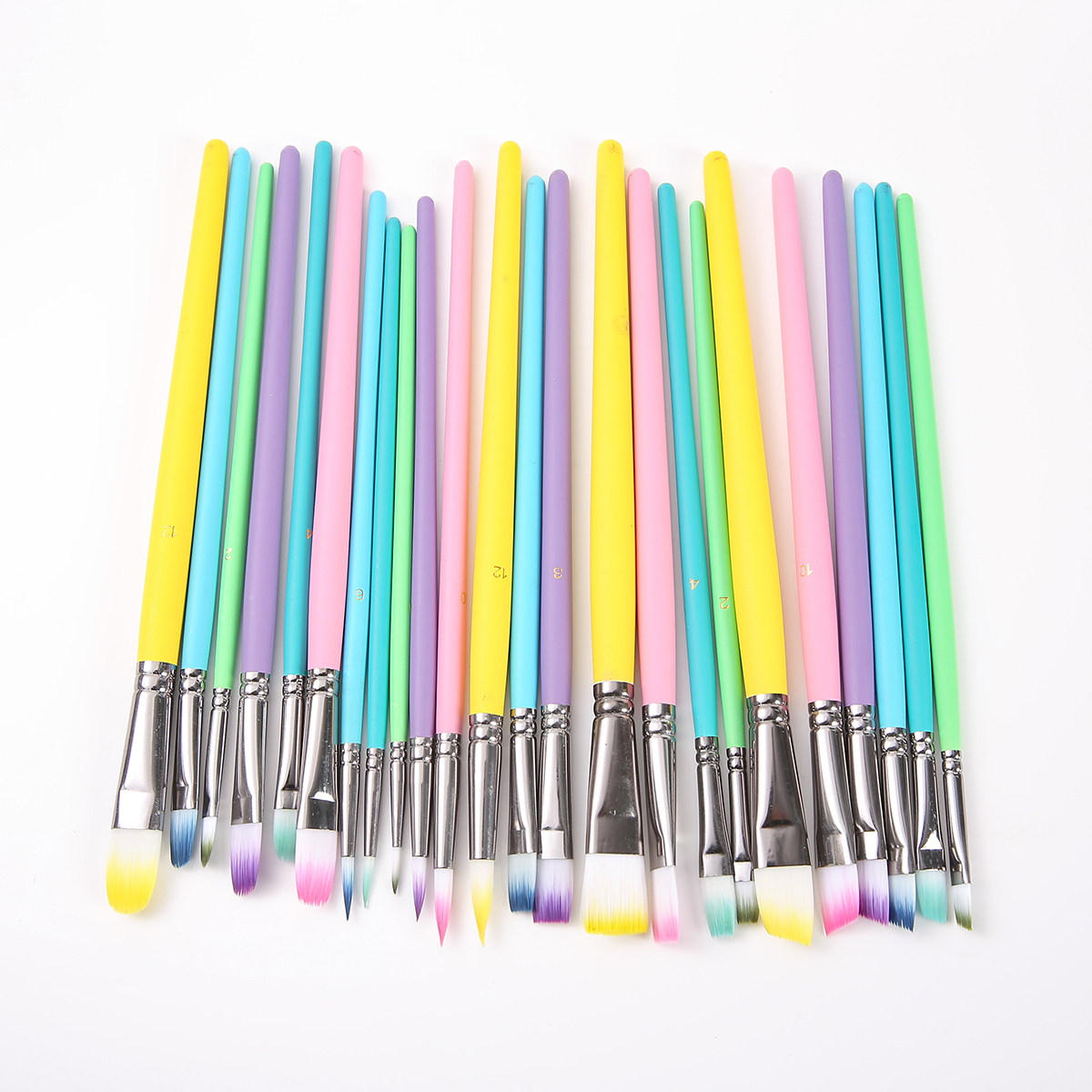 6-piece Macaron color series professional art brush set - Special for acrylic painting, including tonal-shaped, round and oblique pen shapes suitable for watercolor, oil painting and acrylic painting Specification image