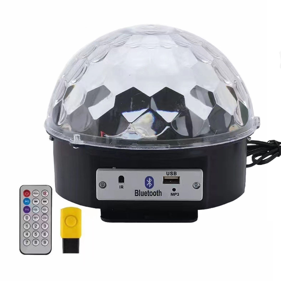 Bluetooth Crystal Magic Ball Lamp - This LED self-propelled crystal magic ball lamp with remote control supports USB power supply. It is a full-color stage light with special effect lighting, suitable for stage, wedding, party and event atmosphere decoration