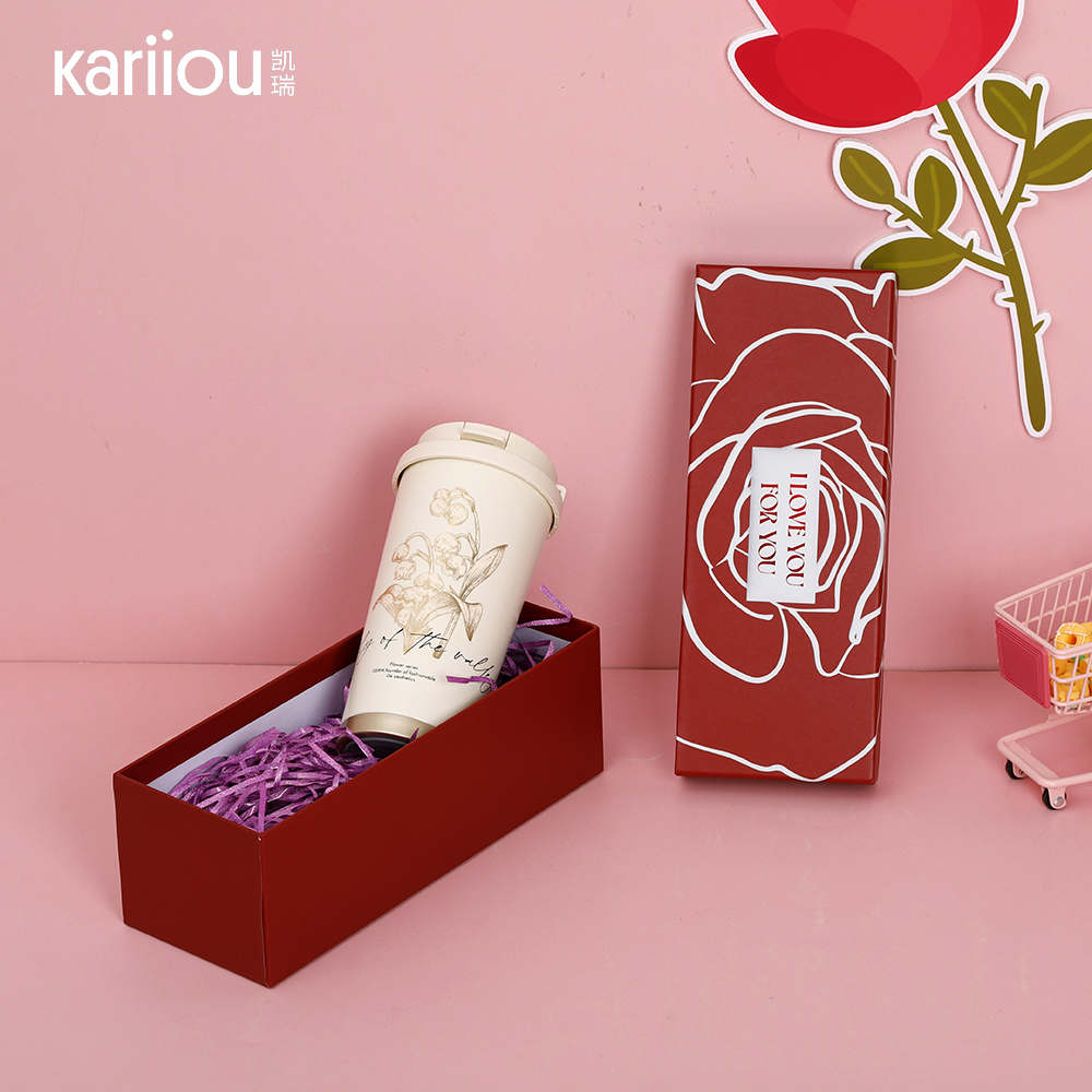 Elegant small-batch customized Rectangular Water Cup Gift Box - Thickened inner lining design, special hard paper box for insulated cup packaging, preferred for birthday gift packaging Item Picture