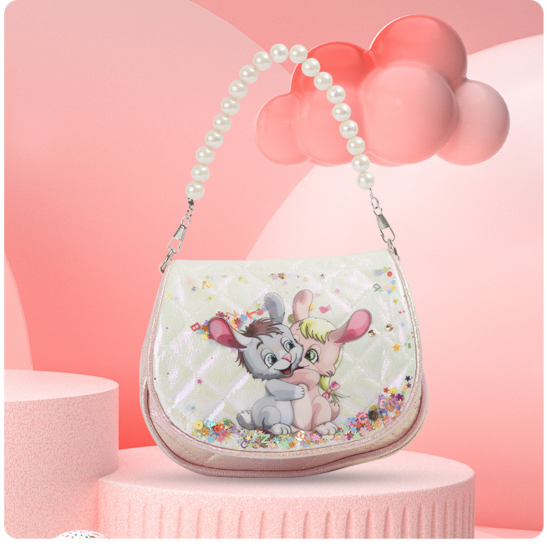 Large-tailed cat and rabbit, fashionable, casual, cute and fun, kindergarten princess girl bag, rabbit hand-held crossbody bag details Picture