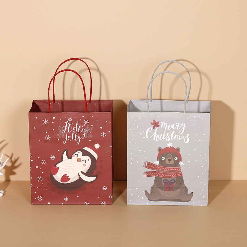 New Christmas gift tote bag - made of recyclable kraft paper, available for wholesale Specification image
