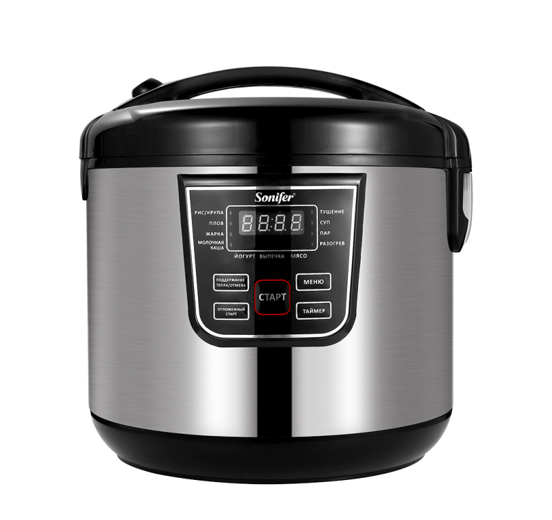 Sonifer SF-4012 Rice Cooker - 5-liter capacity, stainless steel, 24-hour reservation, non-stick inner pot, 900 watts