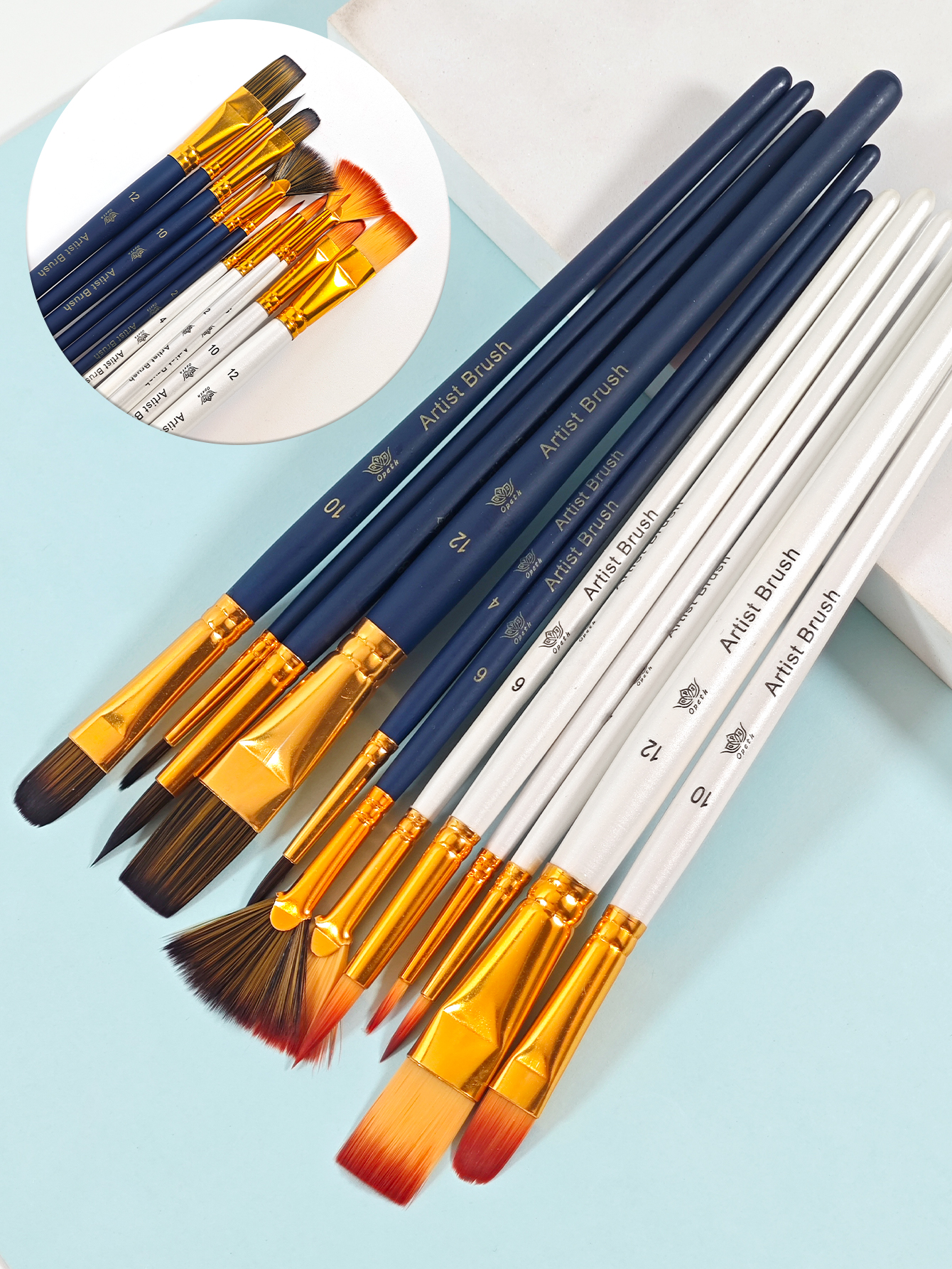 6 支装美术画笔套装 — 耐用尼龙毛 尖头设计 适配丙烯、水彩、油画及人体彩绘 多尺寸可选 新手到专业人士通用 Application Scenario