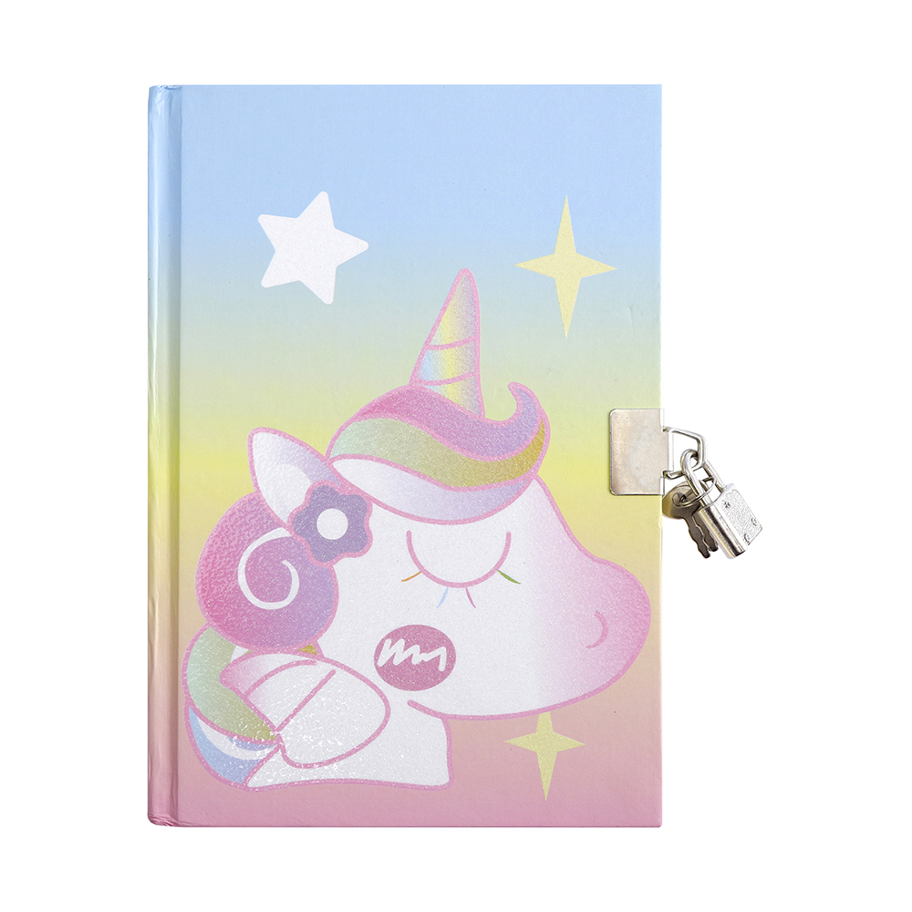 A5 Locked Notebook - A Secret Study Notebook for Girls with a Unicorn Theme Item Picture