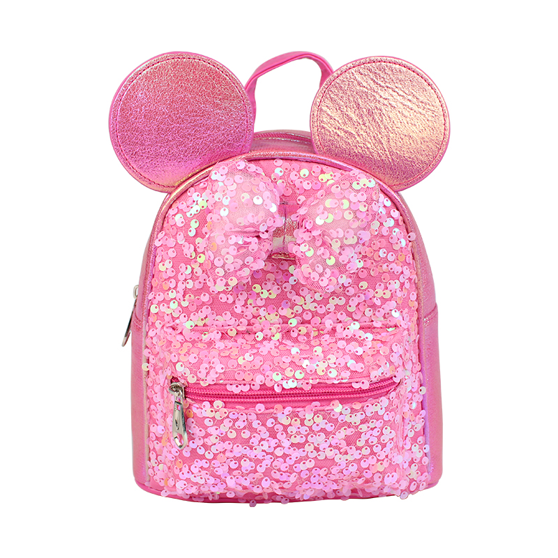 Big tail cat sequined bow children's backpack, cartoon cute princess, girls' fashionable and adorable children's backpack details Picture