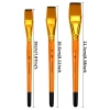 3-piece flat-head brush set - 3 sizes, nylon bristle material, black/white/orange available, suitable for acrylic, oil painting and watercolor creation Item Picture