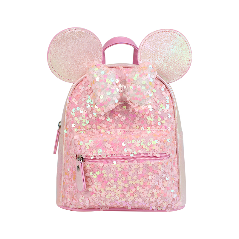Big tail cat sequined bow children's backpack, cartoon cute princess, girls' fashionable and adorable children's backpack Item Picture