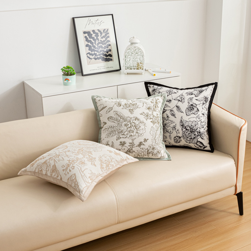 Chenille cream style garden pattern pillowcase Specification image