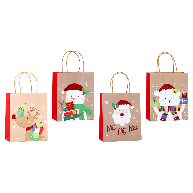 2026 新年定制款圣诞树印花牛皮纸手提袋 — 圣诞快乐主题装饰 派对礼品袋 Item Picture