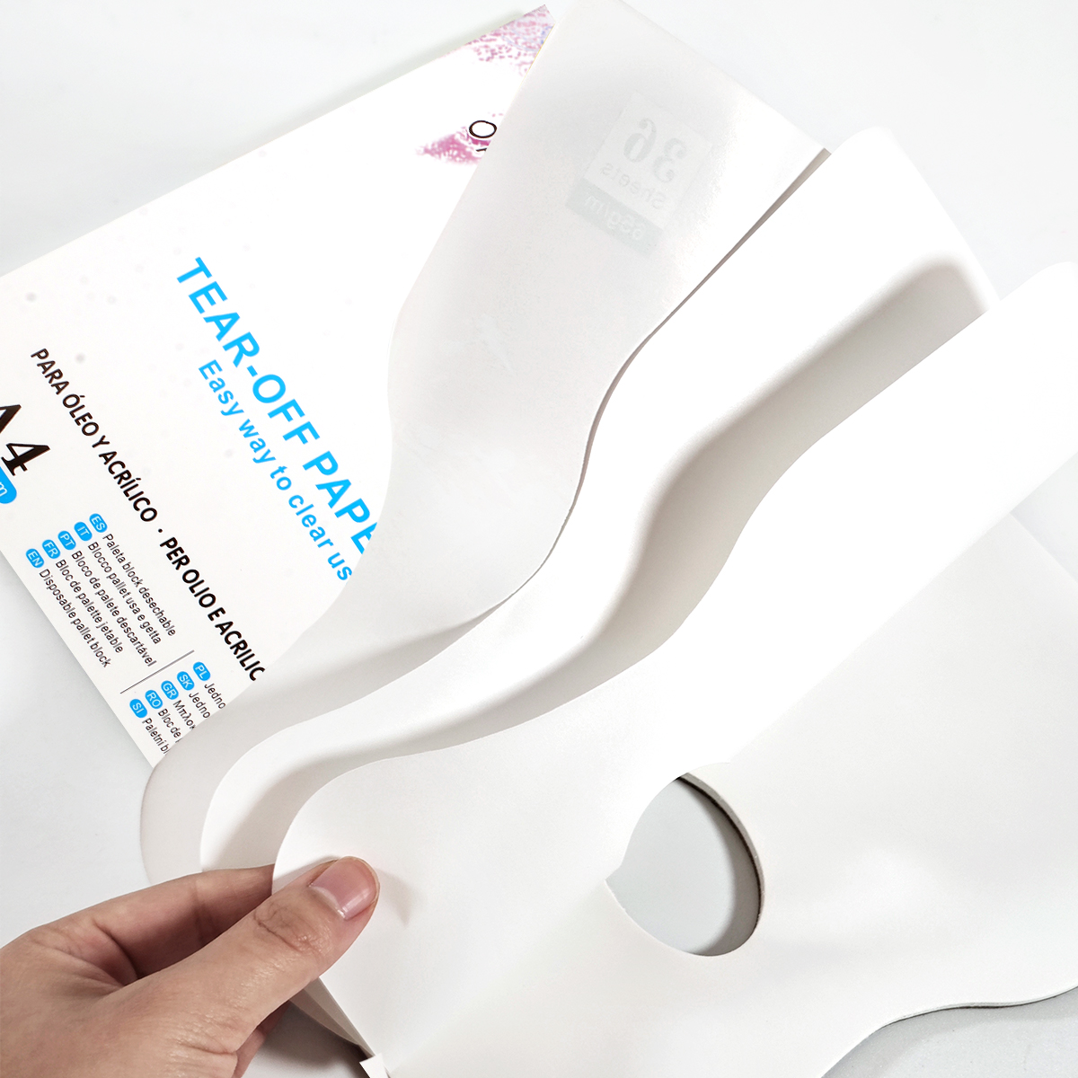 36 disposable paper color mixing papers (21 cm ×29.5 cm) - Easy to tear, designed for watercolor, acrylic and oil paint color mixing without cleaning