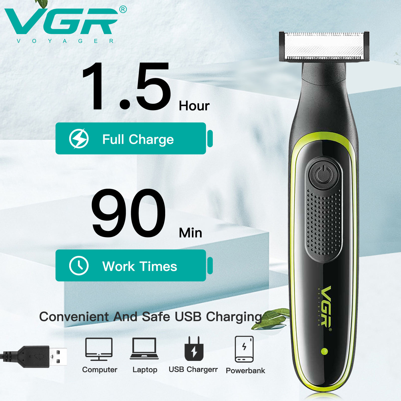 VGR V-017 Rechargeable waterproof Beard Blade single-head electric shaver suitable for men Specification image