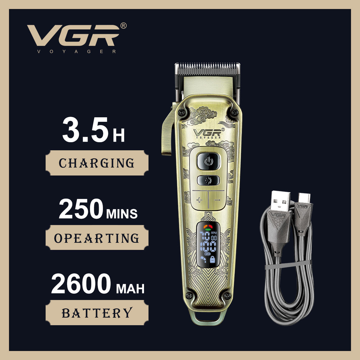 VGR V-005 Retro and fashionable metal body rechargeable hair clipper suitable for men Application Scenario
