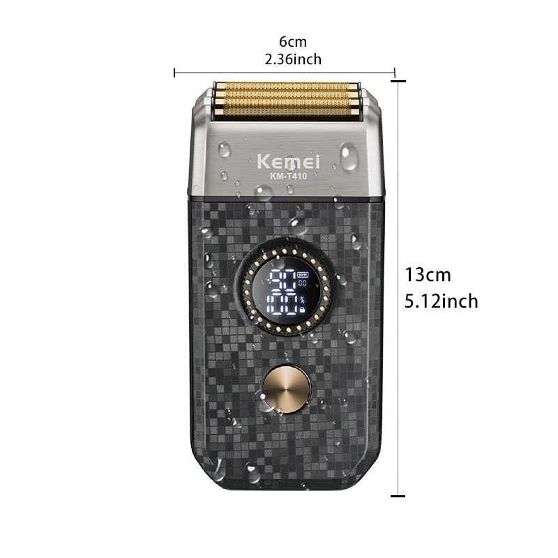 科美电动胡须刀 KM-T410——13 档调速 1200 毫安电池 9000 转 / 分钟 IPX6 防水 光头神器 三刀头搭配迷你剃须刀 Item Picture