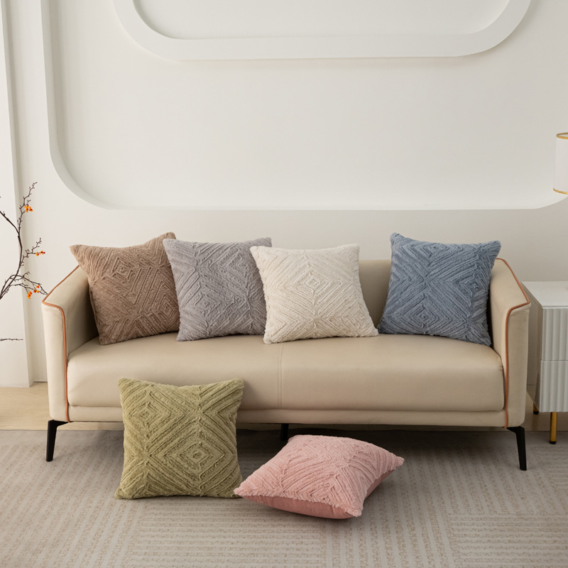 Rabbit hair geometric abstract pillowcase