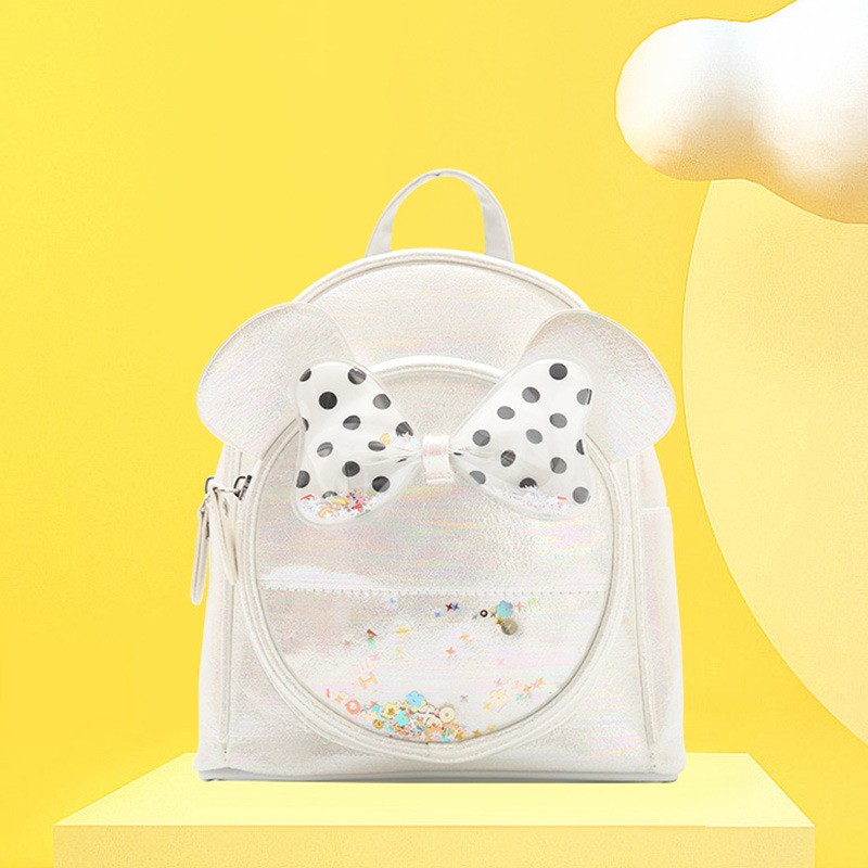 Big-tailed cat cartoon Mickey Mouse ears bow backpack, princess fashion girls' schoolbag, casual and cute bag details Picture
