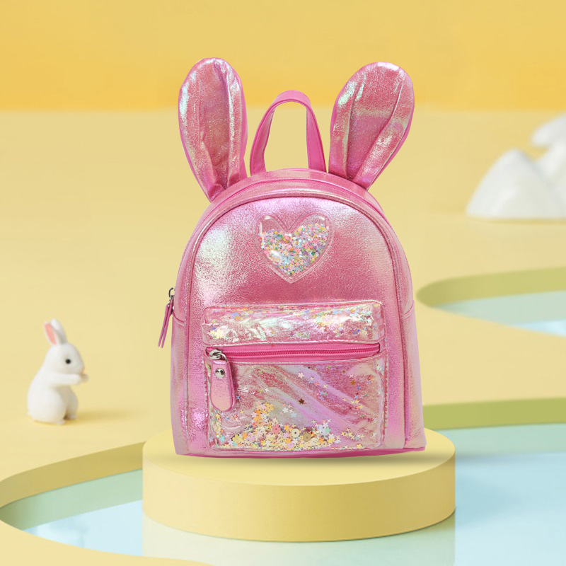 Big-tailed cat, sequined bow, rabbit, children's backpack, cartoon image, fashionable and cute girls, trendy children's shoulders Item Picture