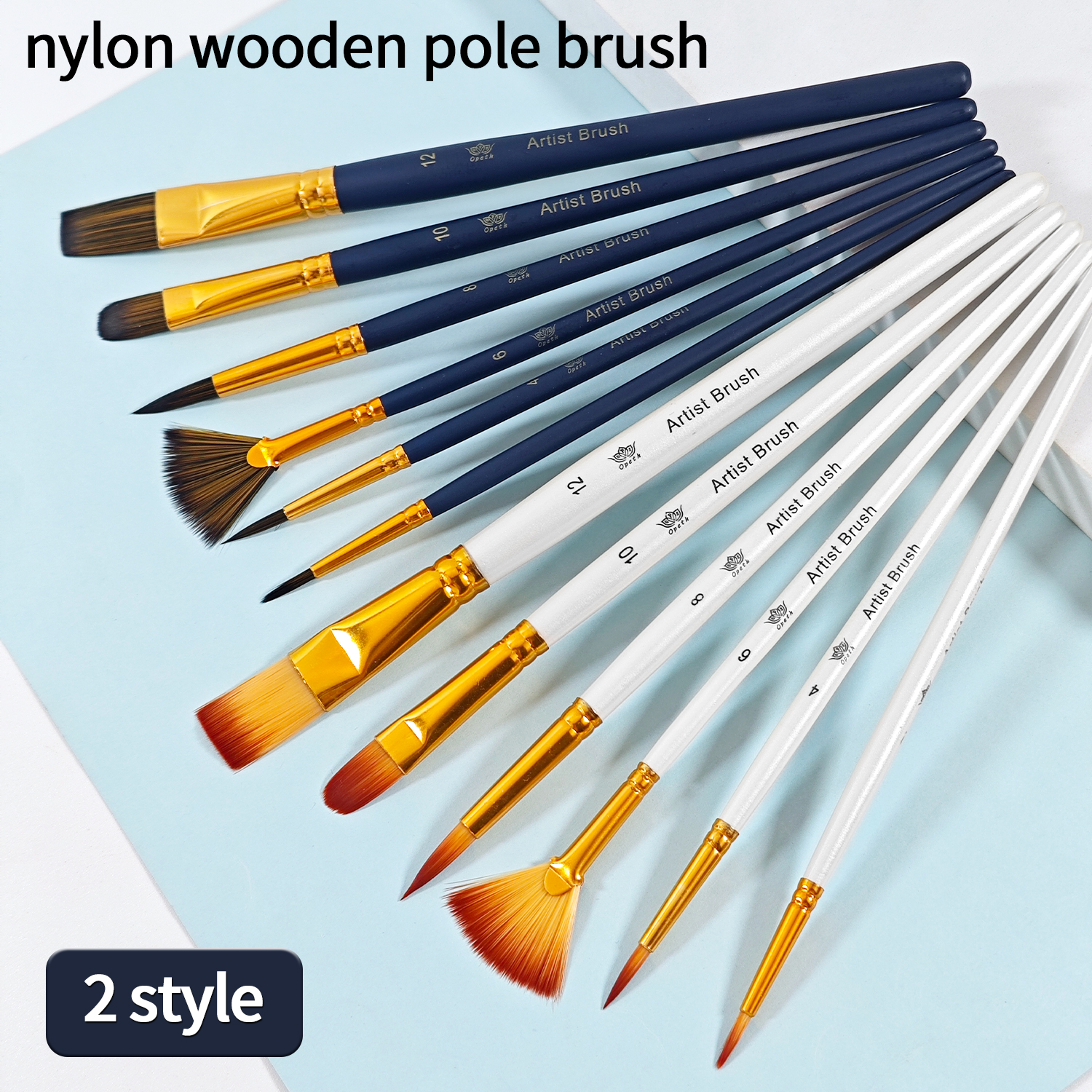 6-piece art brush set - Durable nylon bristle tip design, suitable for acrylic, watercolor, oil painting and body painting. Multiple sizes available, suitable for beginners to professionals
