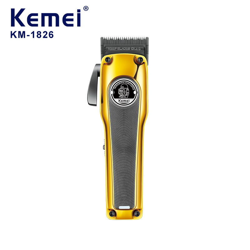 Professional rechargeable metal electric hair clipper KM-1826 Gold Model - Men's Special hair shaving and trimming tool