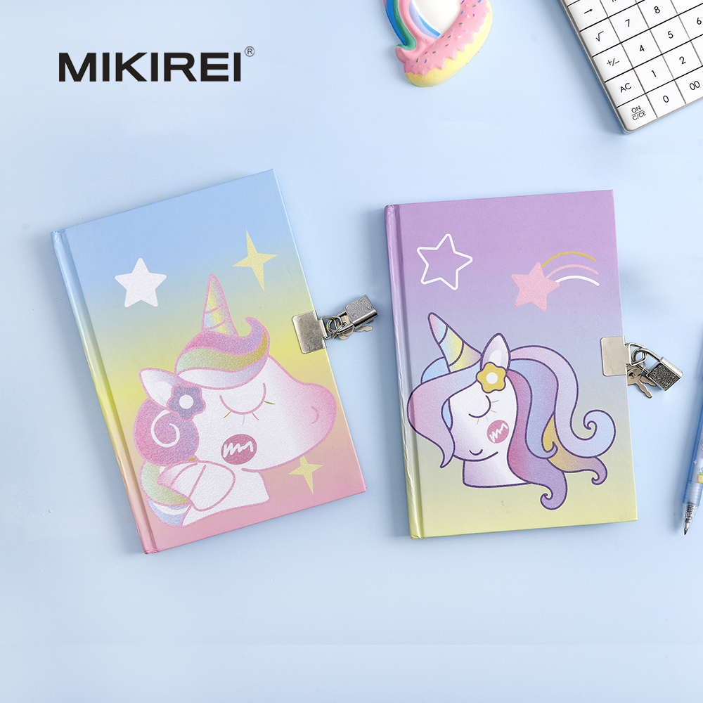 A5 Locked Notebook - A Secret Study Notebook for Girls with a Unicorn Theme