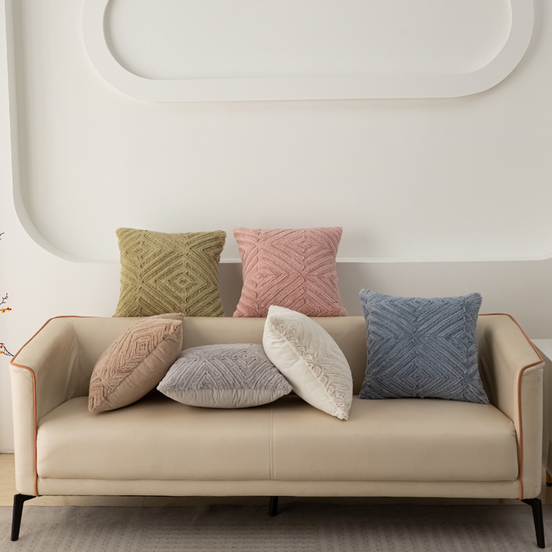 兔毛几何抽象抱枕套 Specification image