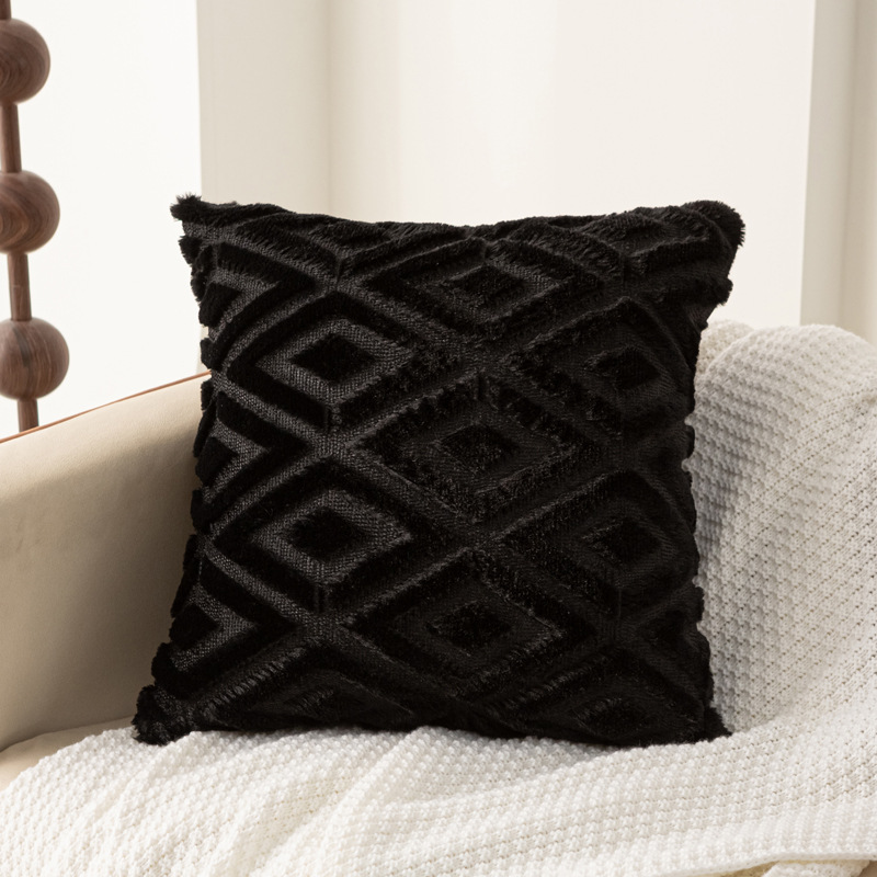 Rabbit hair diamond-patterned pillowcase Item Picture