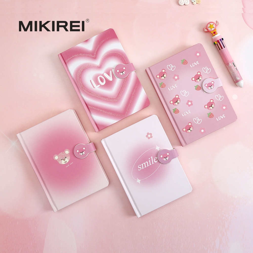 Heart-shaped Little Bear Magnetic Clasp Notebook - Cute for Girls