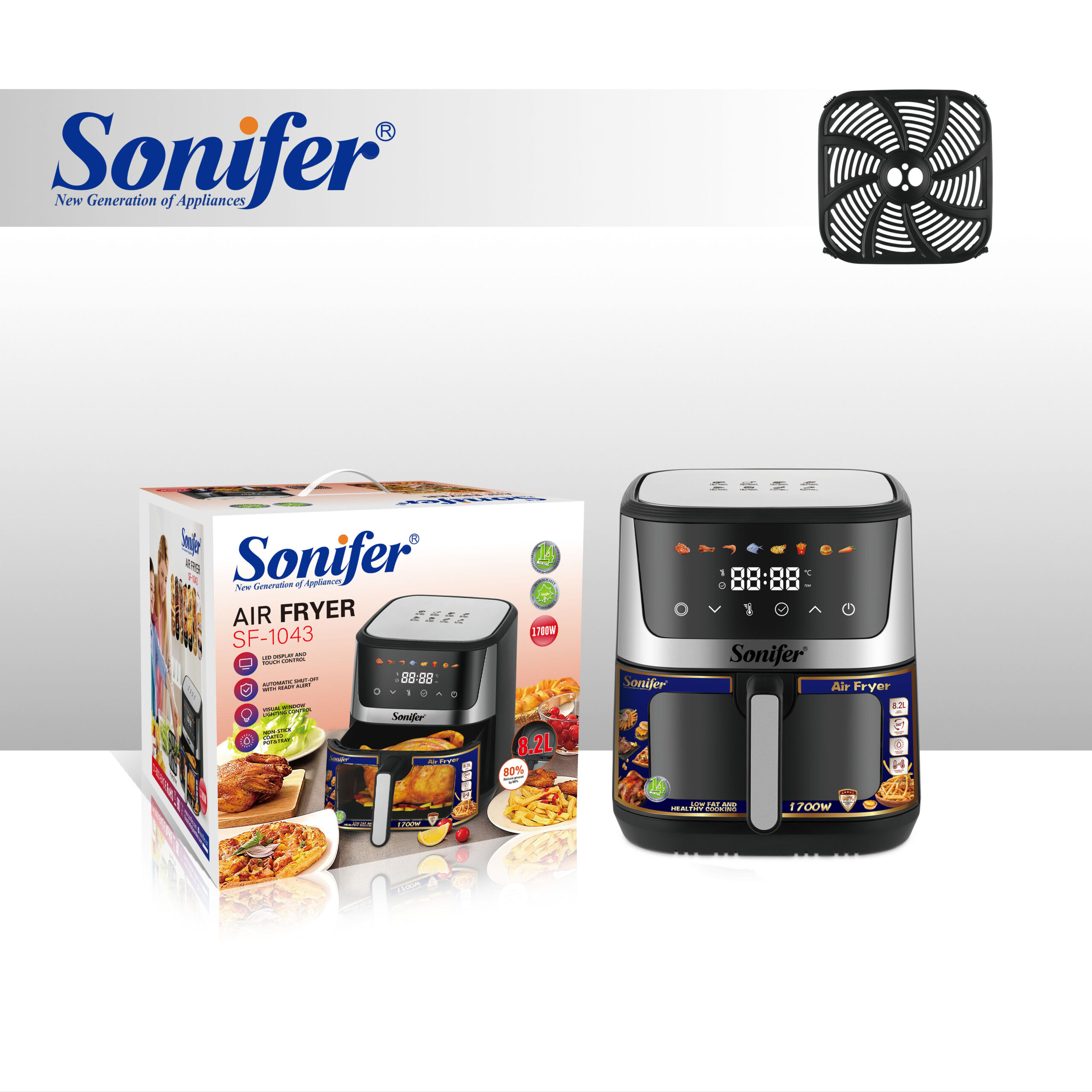 Sonifer SF-1043 Mini High Efficiency Air Fryer 1700 Watt model details Picture