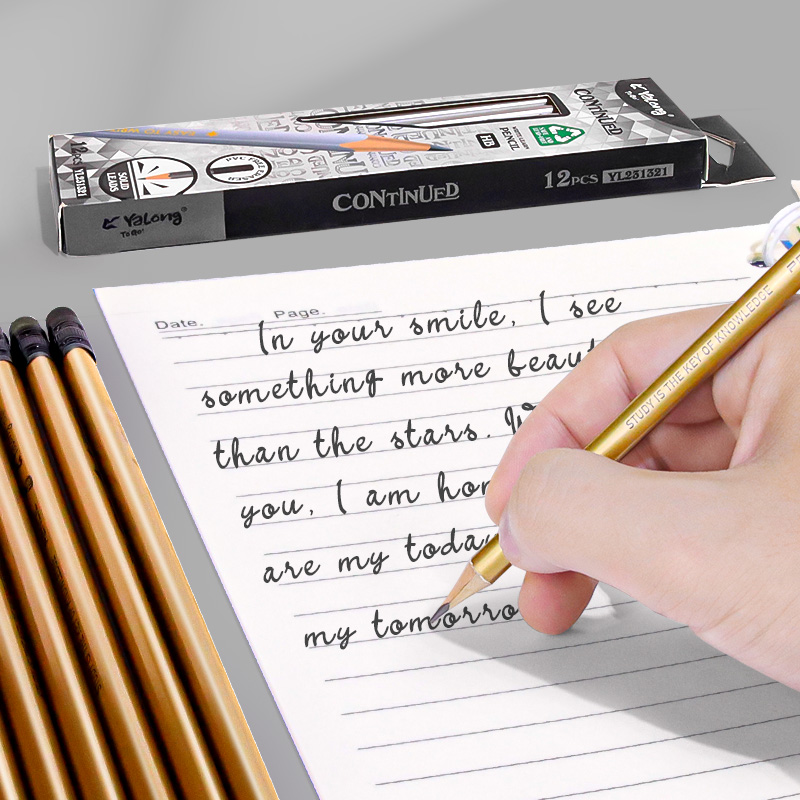 Yalong Triangular Rod Gold and Silver Ribbon eraser Pencil YL231321 Item Picture