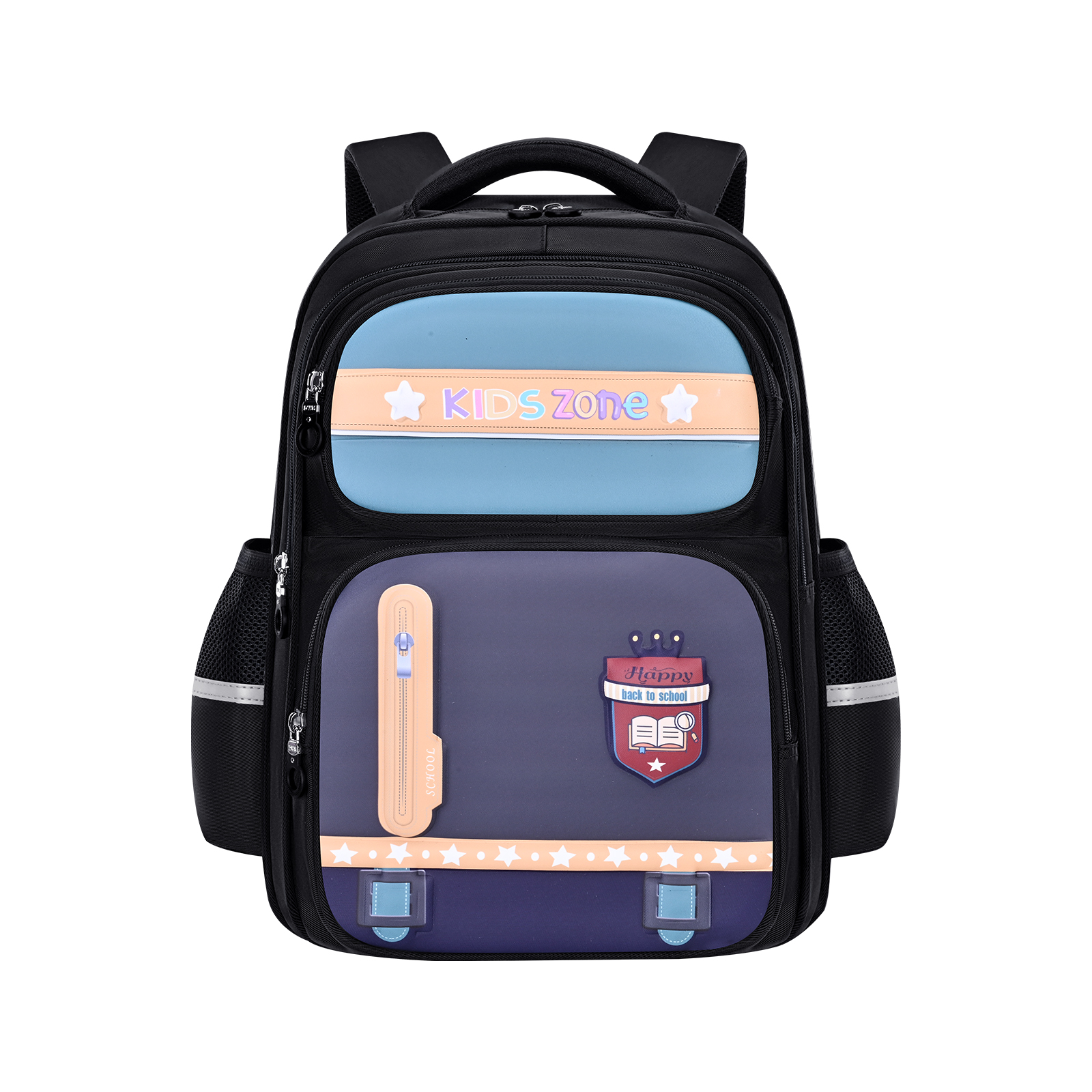 大尾猫小学生潮酷撞色书包，大容量轻便防水耐磨防撕裂可调节肩带双肩包 Item Picture