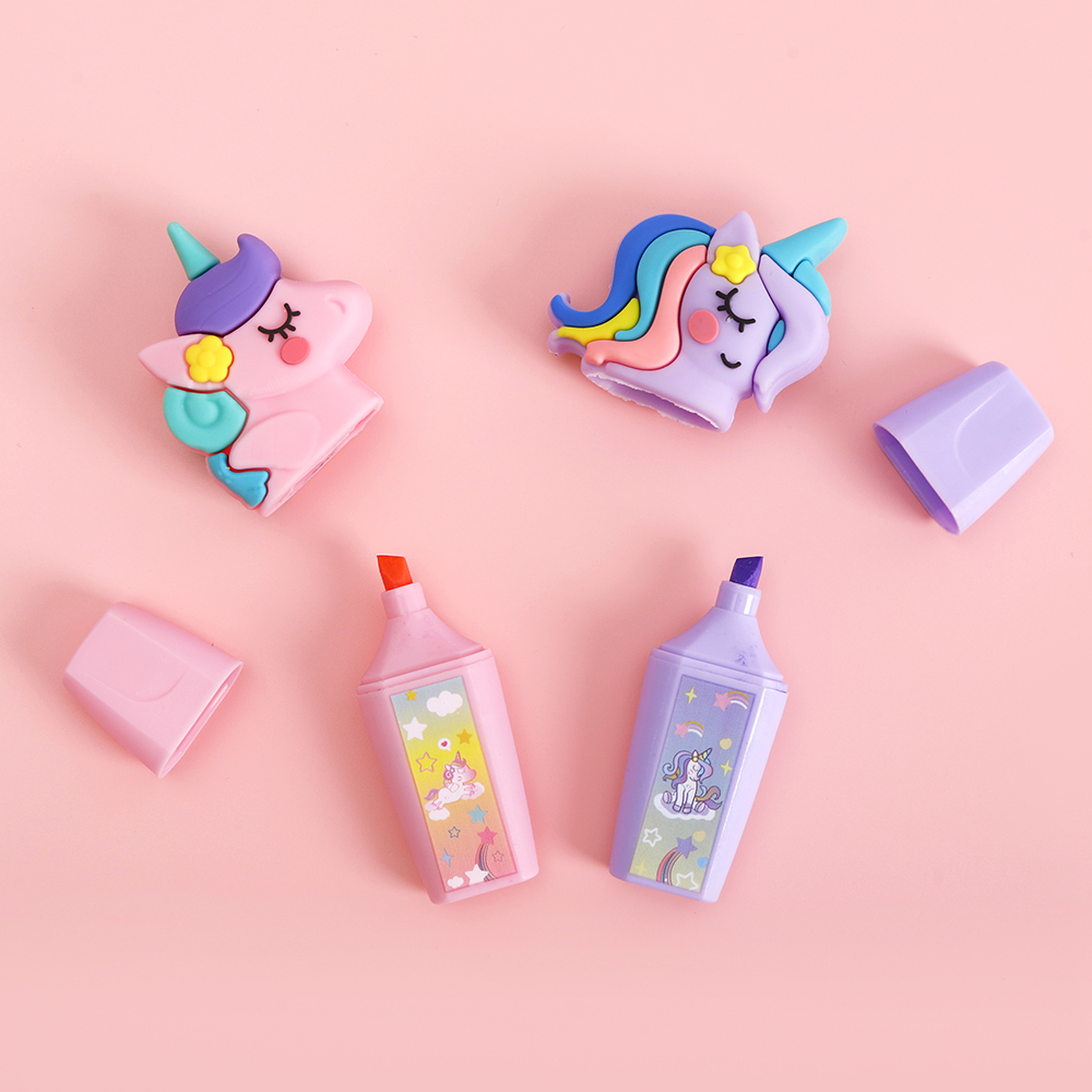 萌趣荧光笔 —— 独角兽款标记笔 女生学生文具 彩色记号笔 Specification image