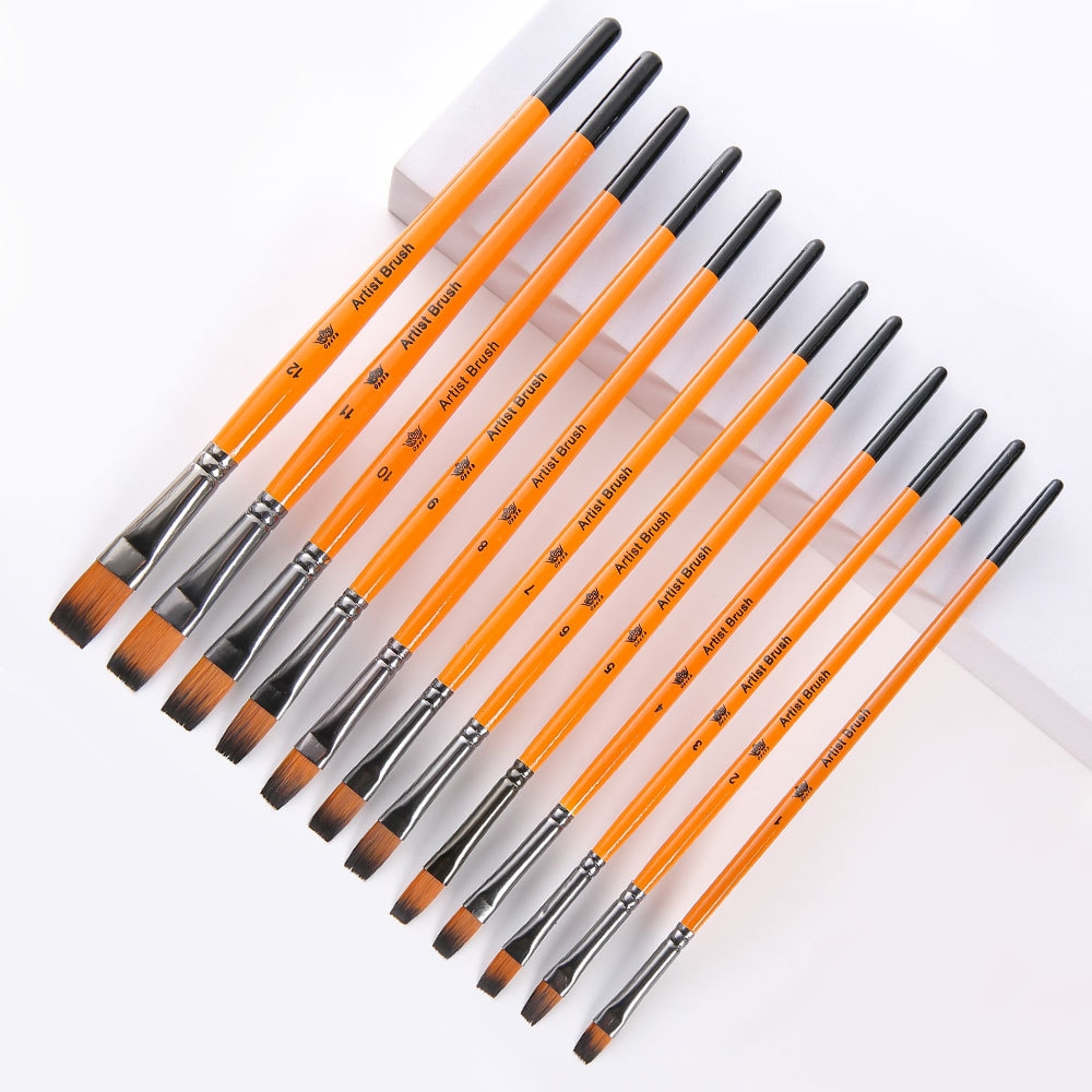12 支装圆尖头画笔套装 — 美术专用画笔 适用于丙烯、水粉、油画创作 精细彩绘专用画笔 新手与专业人士通用美术用品 Specification image