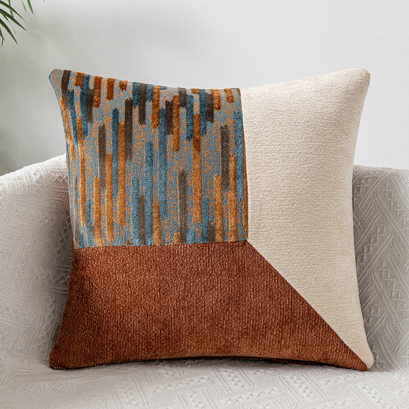 Chenille yarn patchwork pillowcase Item Picture