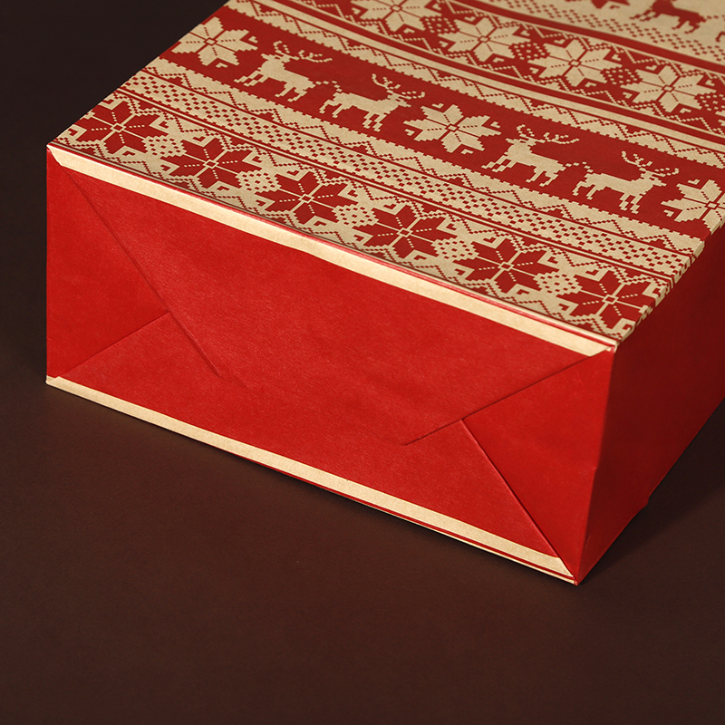 Customized printed degradable kraft paper gift shopping bags - supporting digital logo printing for Christmas gift packaging Item Picture