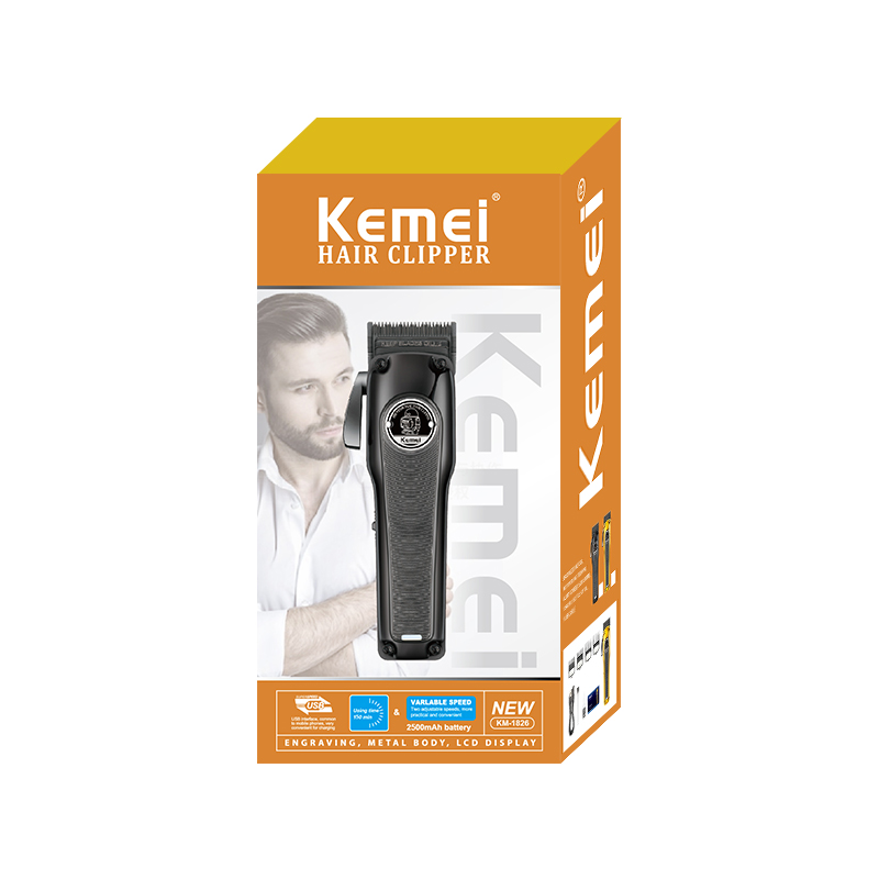 Professional rechargeable metal electric hair clipper KM-1826 Gold Model - Men's Special hair shaving and trimming tool Item Picture