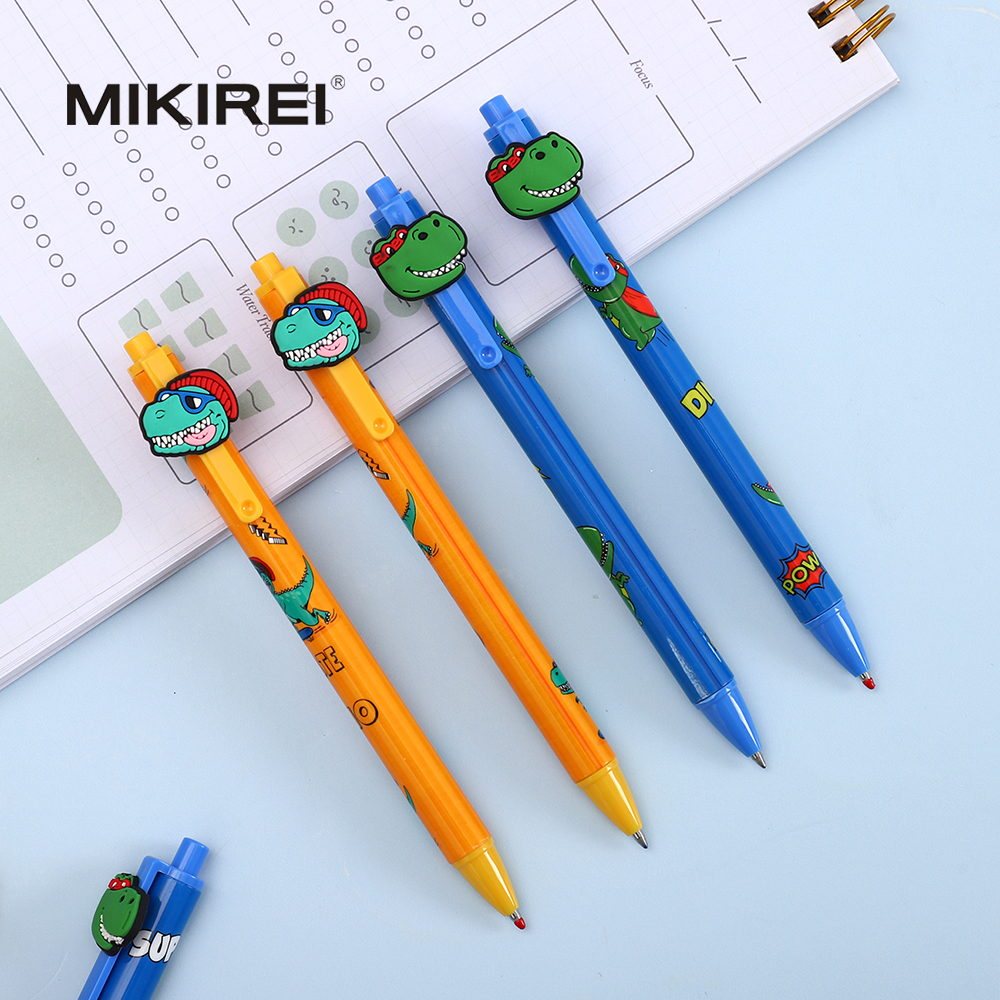 Press-type sticker ballpoint pen - Dinosaur cartoon-themed gel pen, suitable for grades one and two of primary school
