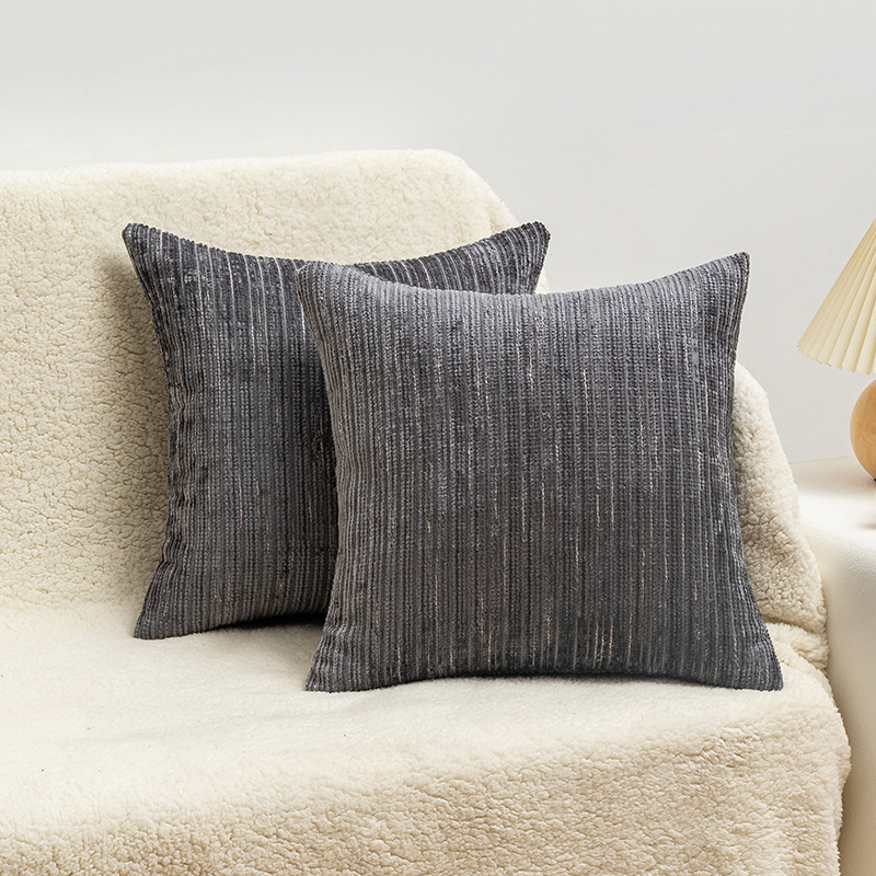 Chenille yarn striped pillowcase Item Picture