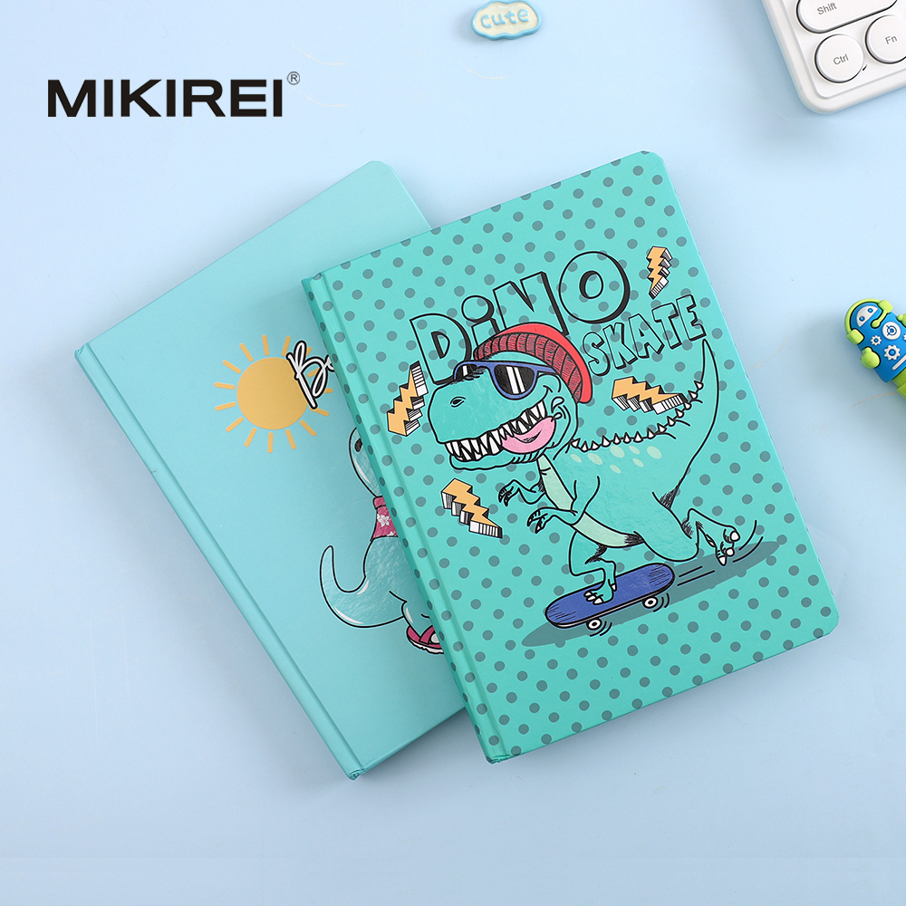 A5 hardcover student Notebook - Thick, rounded corner design with dinosaur patterns