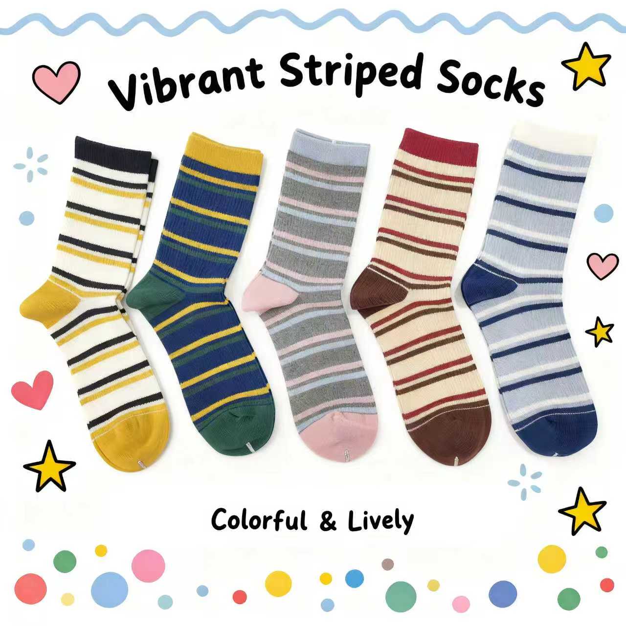 Vibrant striped socks - a must-have for vibrant and energetic outfits with bright colors