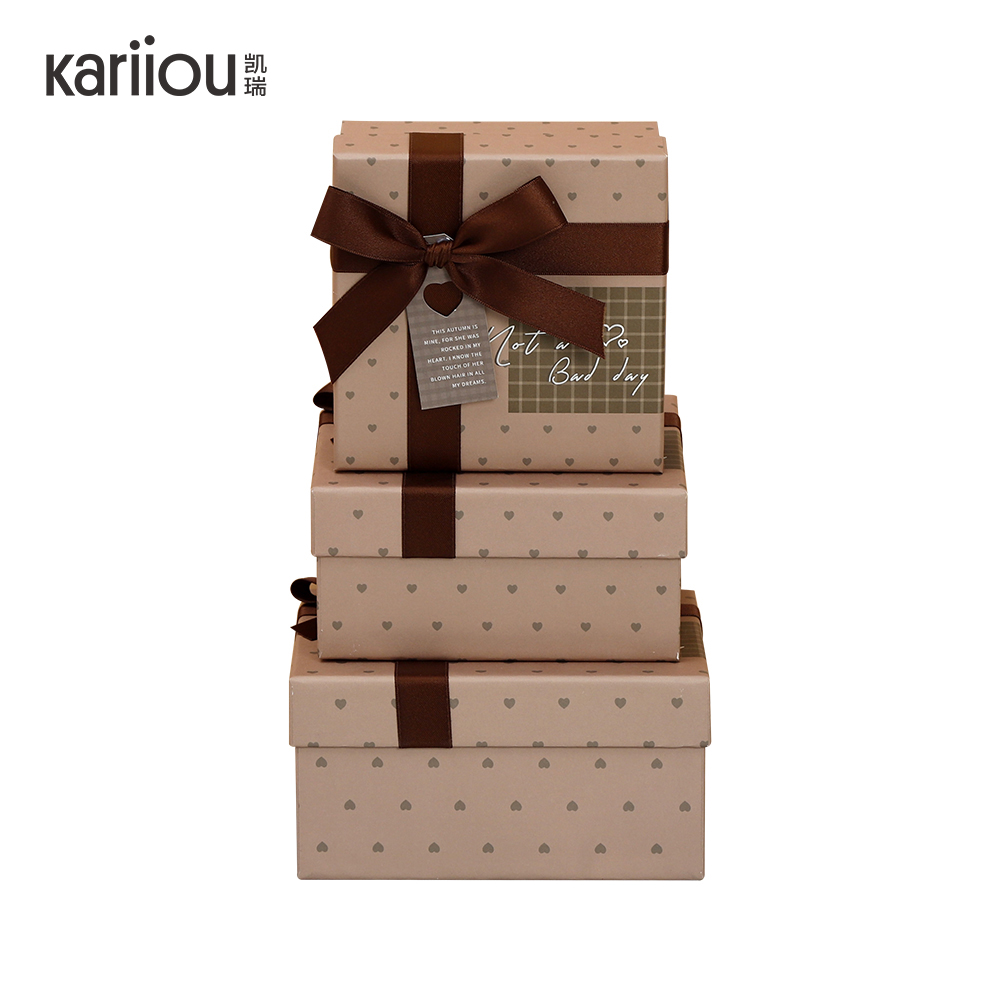 Customized promotional color laminated rectangular gift box set of three pieces details Picture