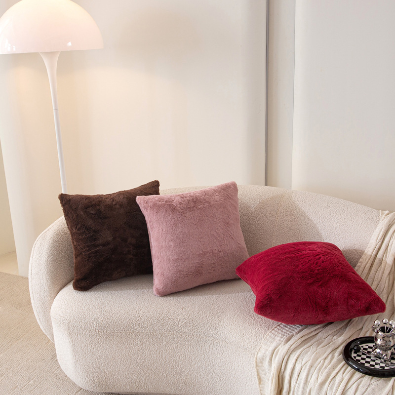 Rabbit fur solid-color pillowcase Specification image