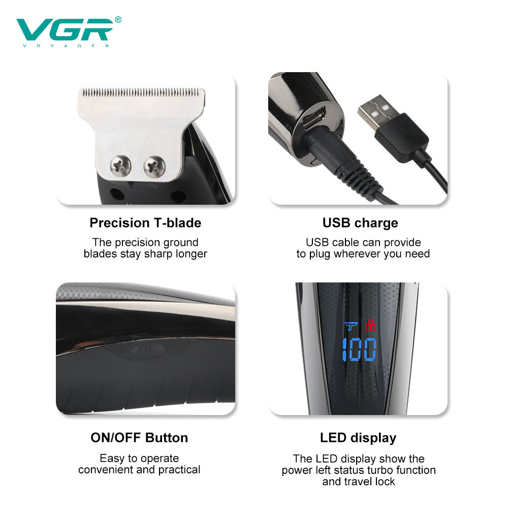 VGR V-070 充电式专业理发器 男士无线电动剃头刀 Item Picture