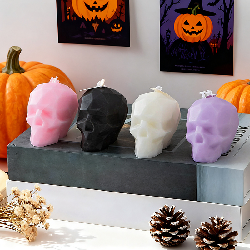 Wholesale high-quality custom handmade Halloween Geometric Skull scented candle sets - the preferred choice for home decoration gifts full image