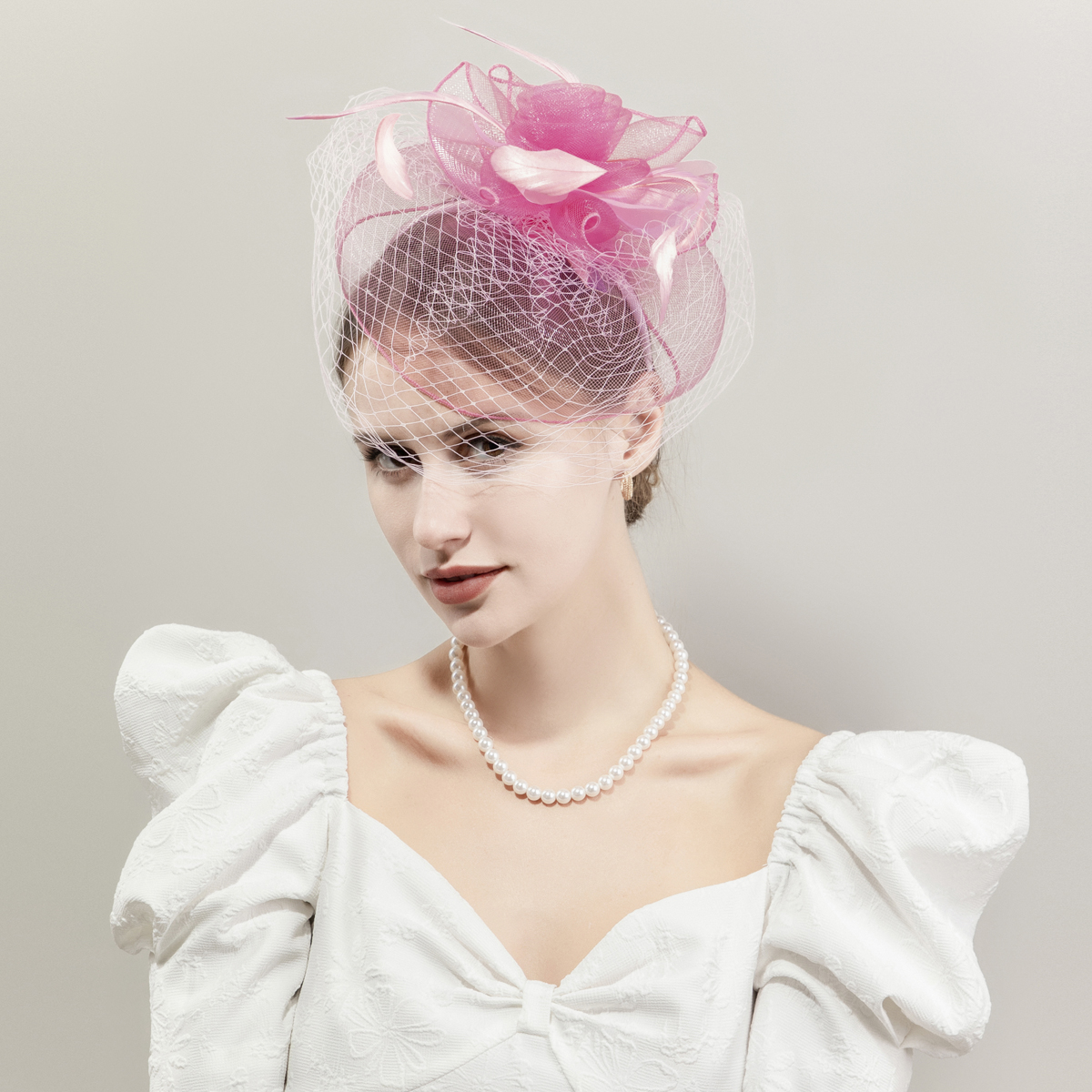 欧美新款黑色麻花瓣赛马节头饰 英伦风发饰 韩式发卡 走秀款细布羽毛礼帽