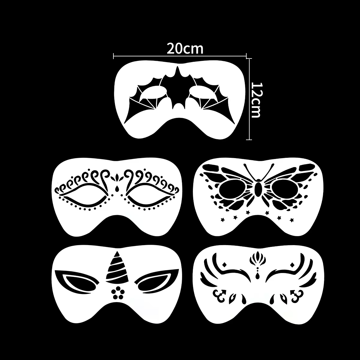 5 body painting templates - Reusable, suitable for drawing facial and body tattoo patterns. Special for Halloween, Christmas and holiday party mask makeup Application Scenario