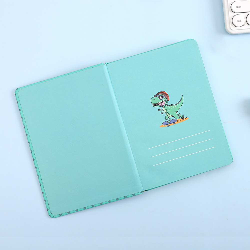 A5 hardcover student Notebook - Thick, rounded corner design with dinosaur patterns Specification image