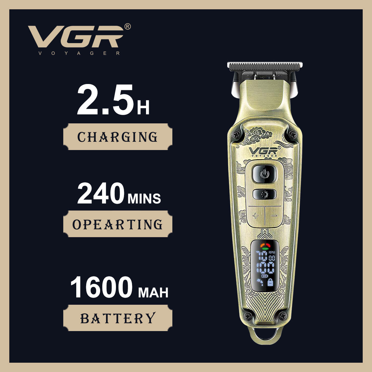 VGR V-901 剃发机 专业男士无绳电动剪发器 Specification image