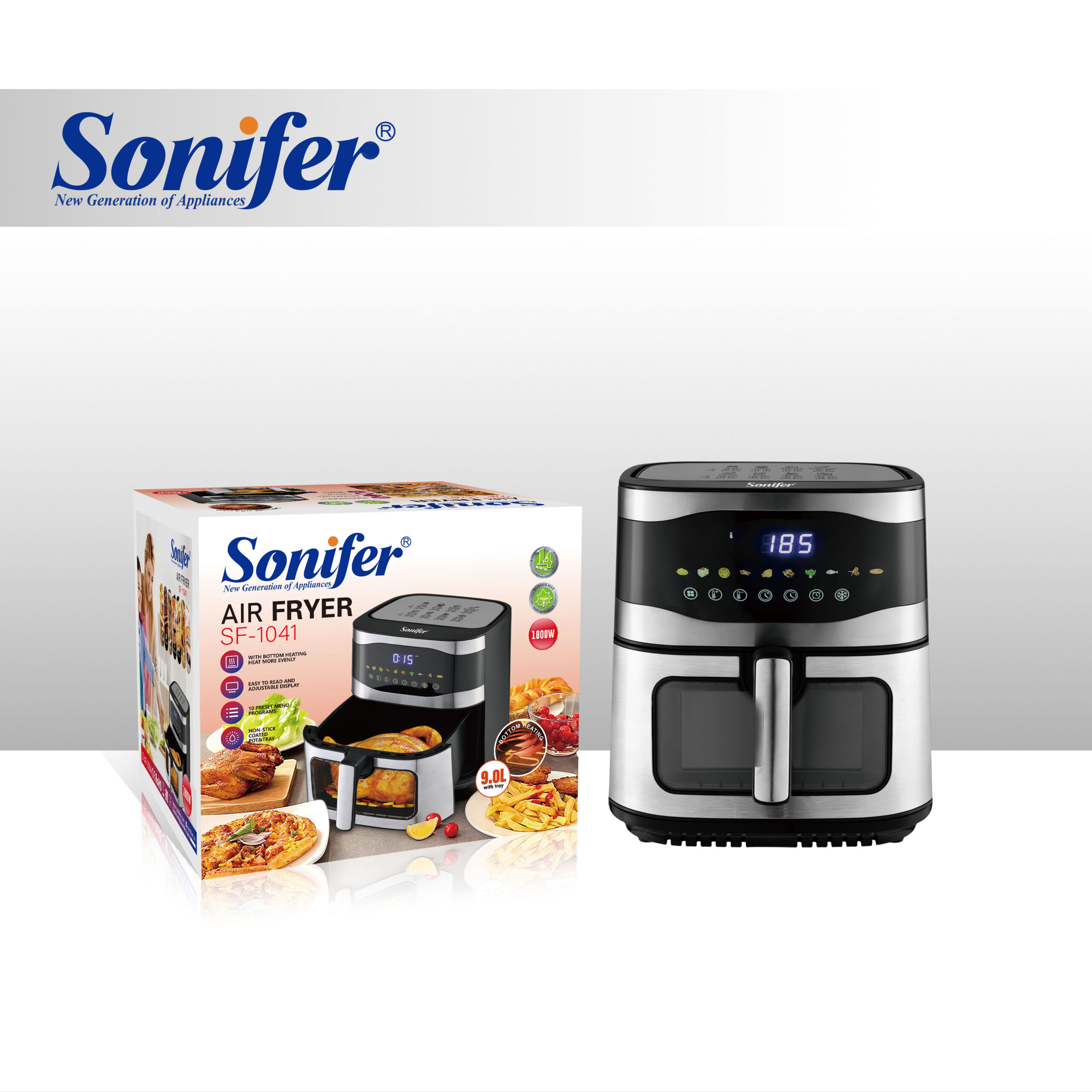 Sonifer SF-1041 digital air fryer 9-liter large capacity metal inner liner details Picture