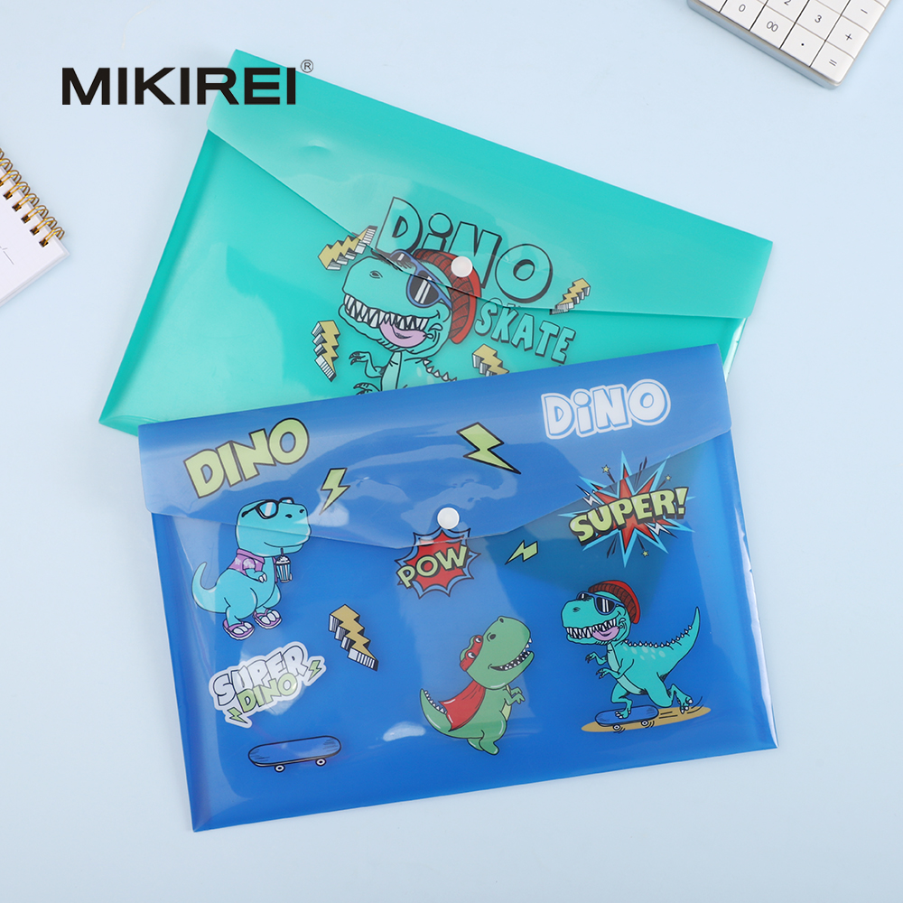 Snap file bag - Office stationery storage bag, dinosaur pattern information bag