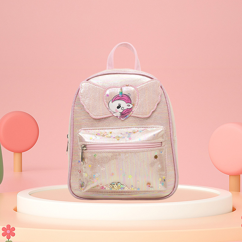 Big tail cat sequined children's trend unicorn little wing cartoon bag Princess girls' fashionable and cute children's bag Specification image