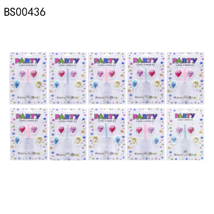 4 emoji Balloons + transparent digital electronic candles Set - Party atmosphere decoration style